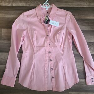 Express Light Pink Button-Up Classic Structured Fit Shirt